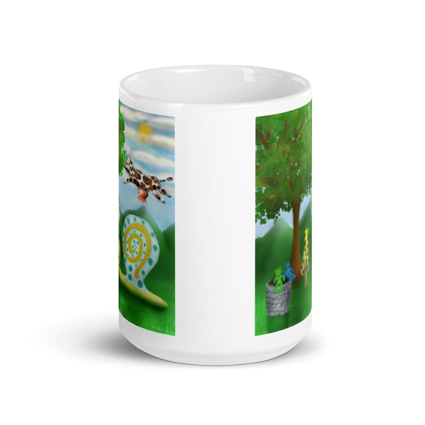 Witte glanzende mok @flyingcow